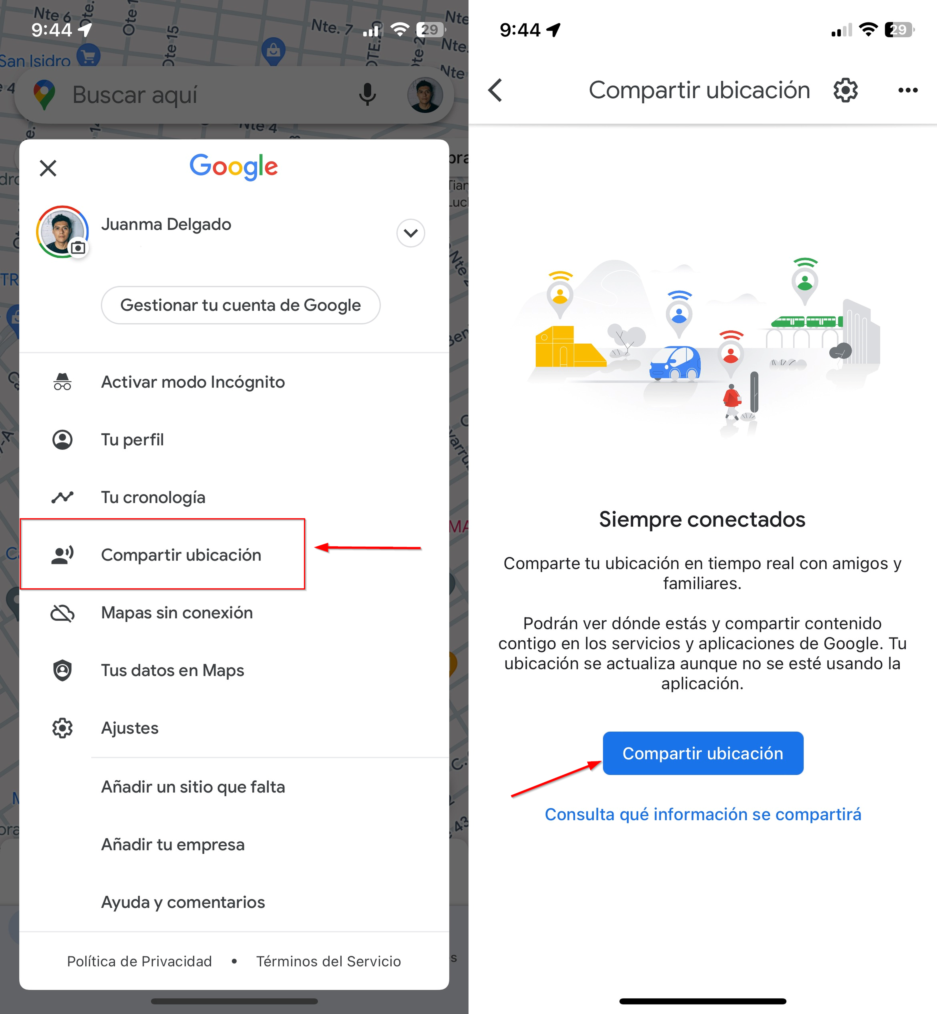 Compartir ubicación con Google Maps