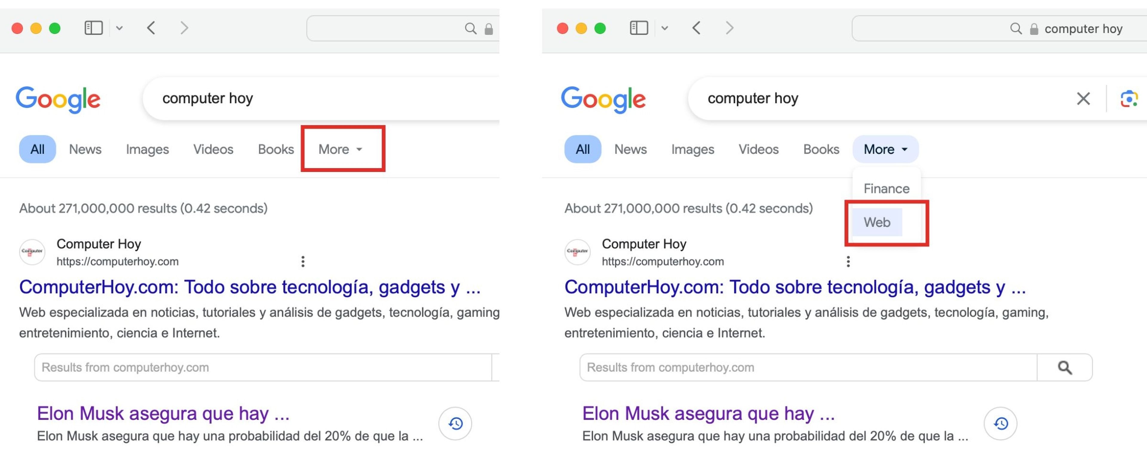 Búsquedas en Google sin IA