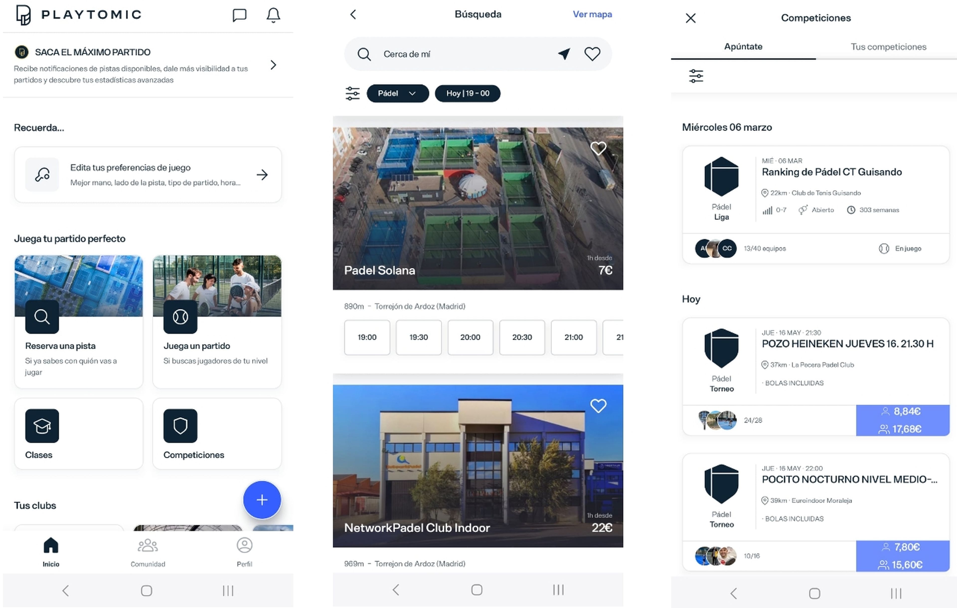 Aplicación pádel deporte